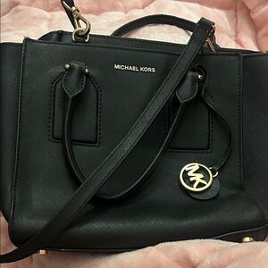 Michael Kors Black Satchel with Gold Accents